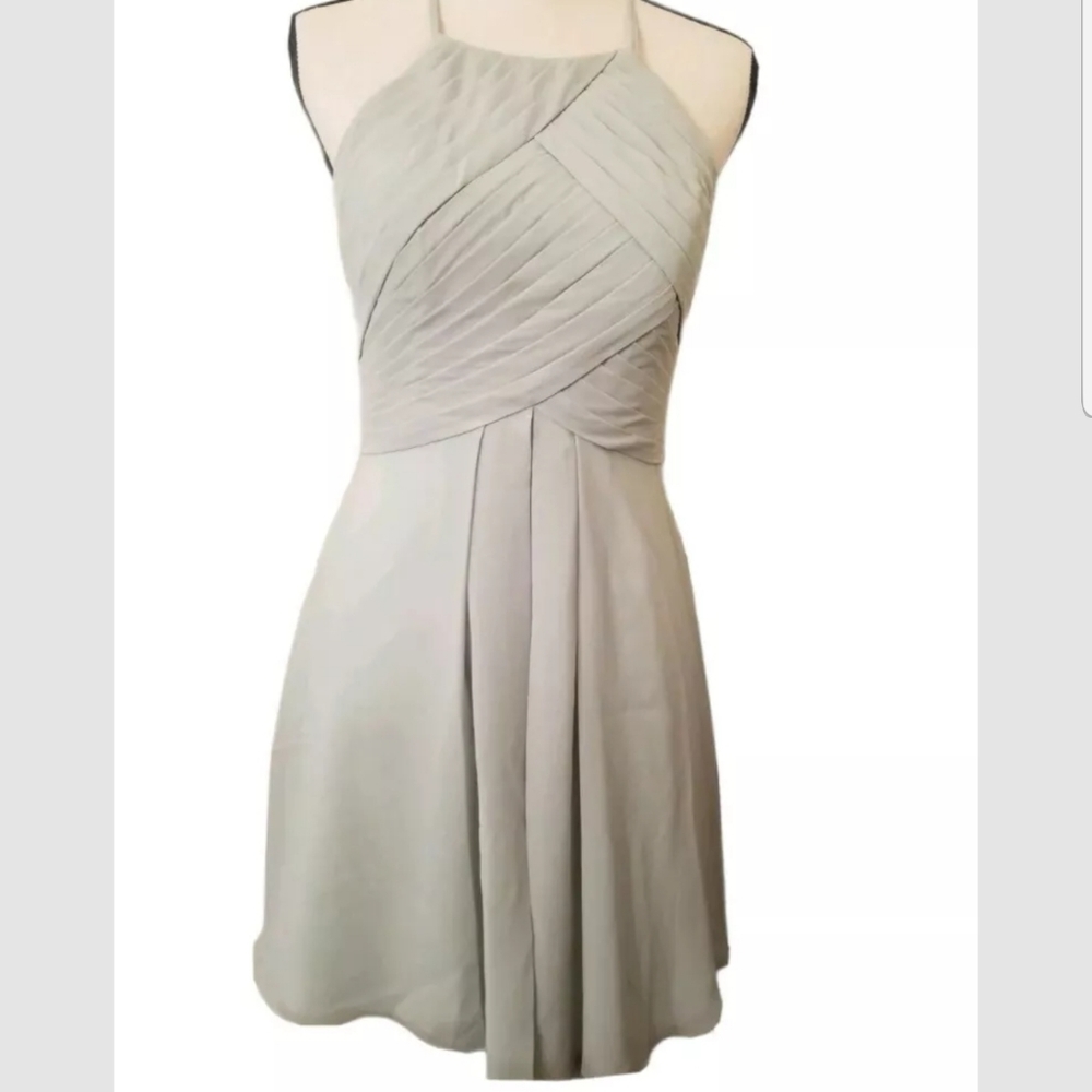 Azazie Light Gray Pleated Wedding Dress